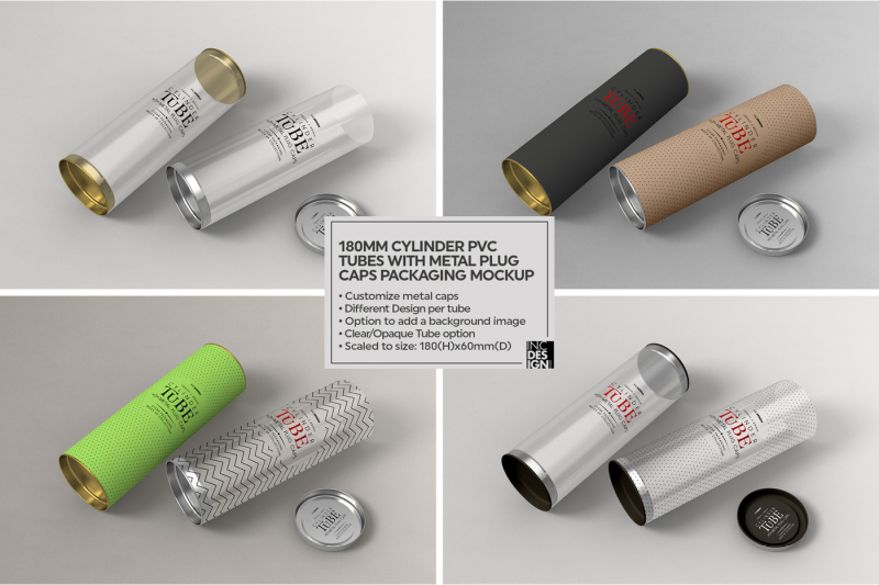 Download Cylinder 180mm Tube Packaging Mock Up By INC Design Studio | TheHungryJPEG.com
