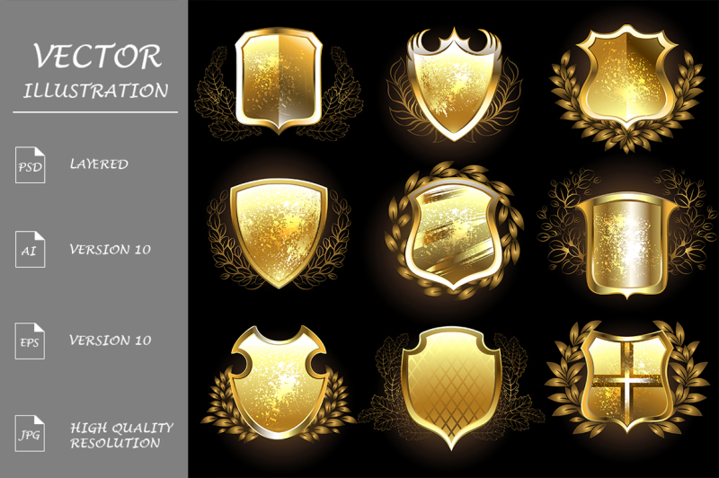 set-of-golden-shields-gold-shields