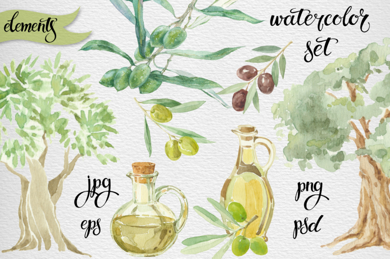 watercolor-olive-set
