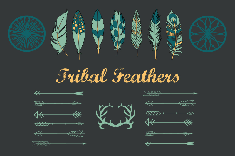 tribal-feather-and-arrows-set