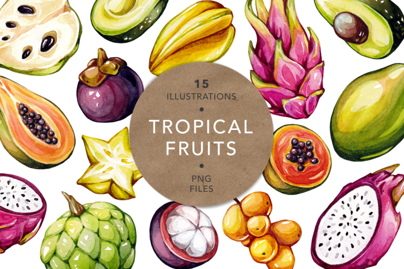 tropical-fruits-watercolor