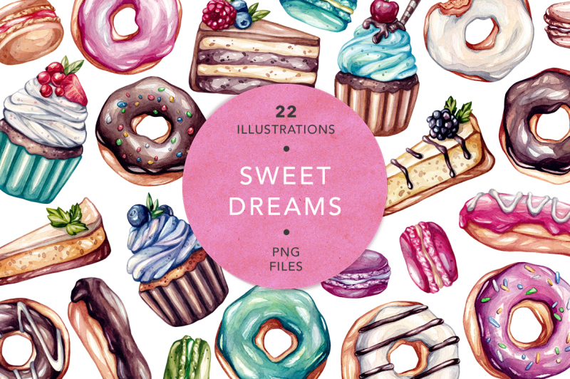 sweet-dreams-watercolor-sweets