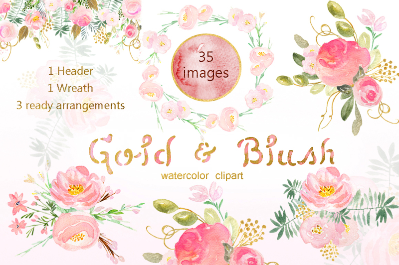 gold-blush-watercolour-flowers-collection