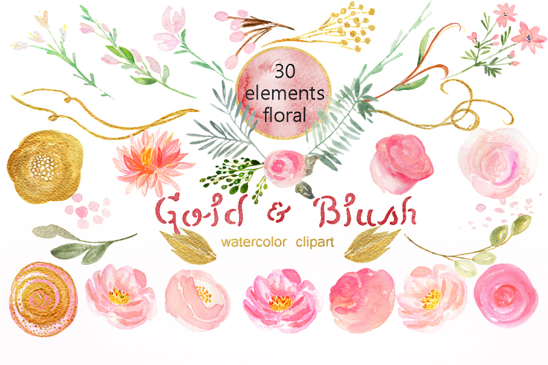 gold-blush-watercolour-flowers-collection