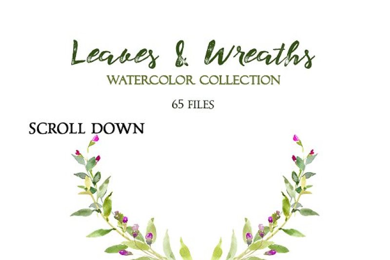 watercolor-leaves-and-wreaths-clipart-set