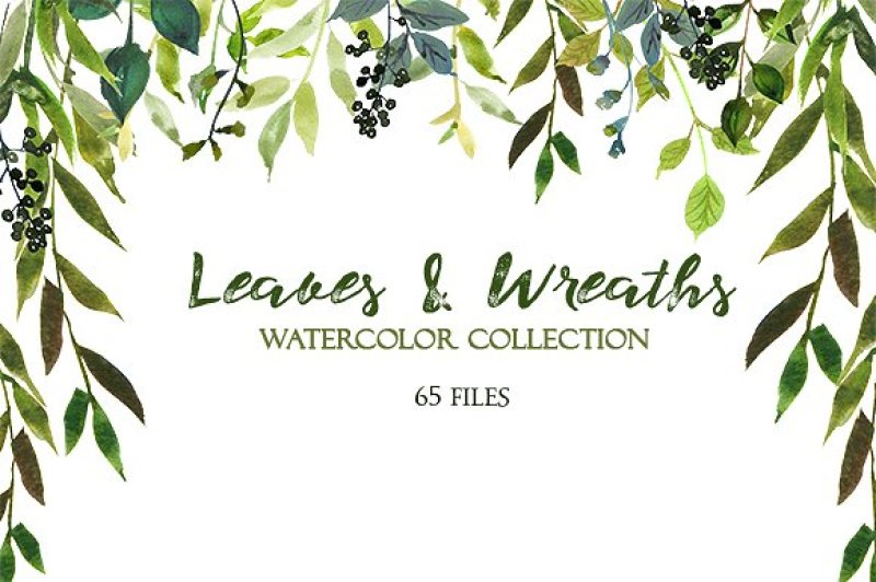 watercolor-leaves-and-wreaths-clipart-set
