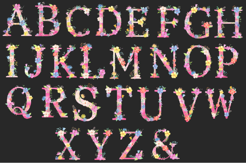 pink-floral-alphabet