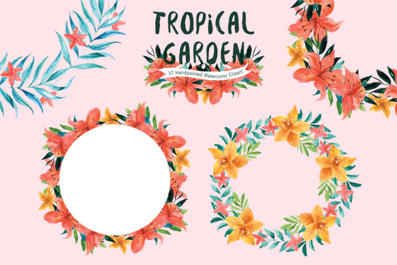 tropical-garden-watercolor-clipart