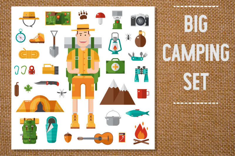 hiking-and-camping-elements-set