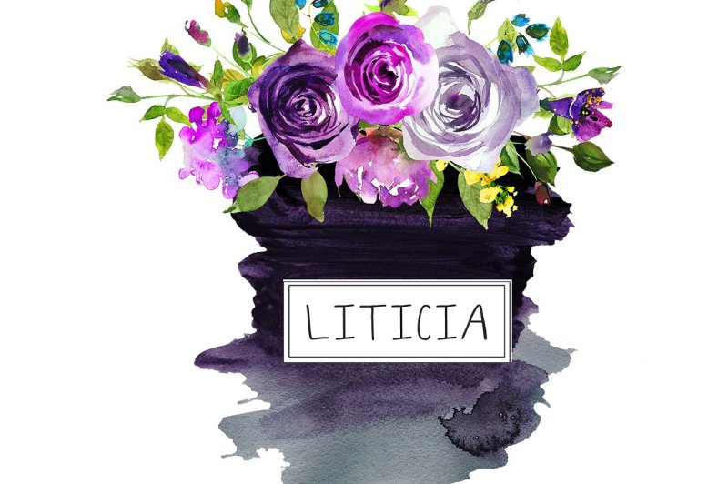 purple-flowers-watercolor-bouquets-clipart