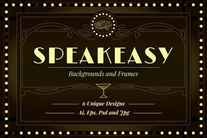 Speakeasy Backgrounds and Frames By wingsart | TheHungryJPEG.com