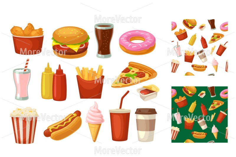 set-fast-food-icon-and-seamless-pattern