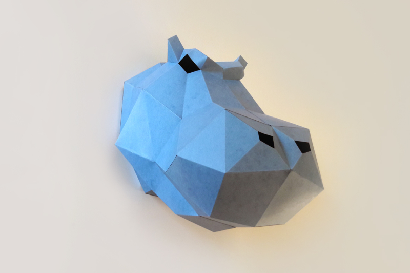 DIY Hippo Head trophy -3d papercrafts Craft SVG.DIY SVG