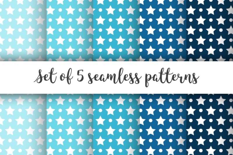 set-of-5-seamless-patterns-with-stars-and-dots