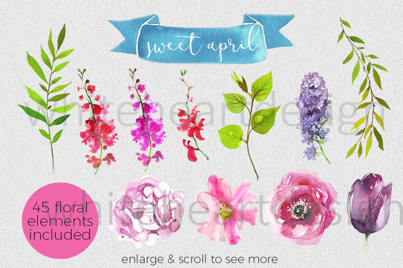 watercolor-pink-spring-floral-bouquets-wreaths-elements