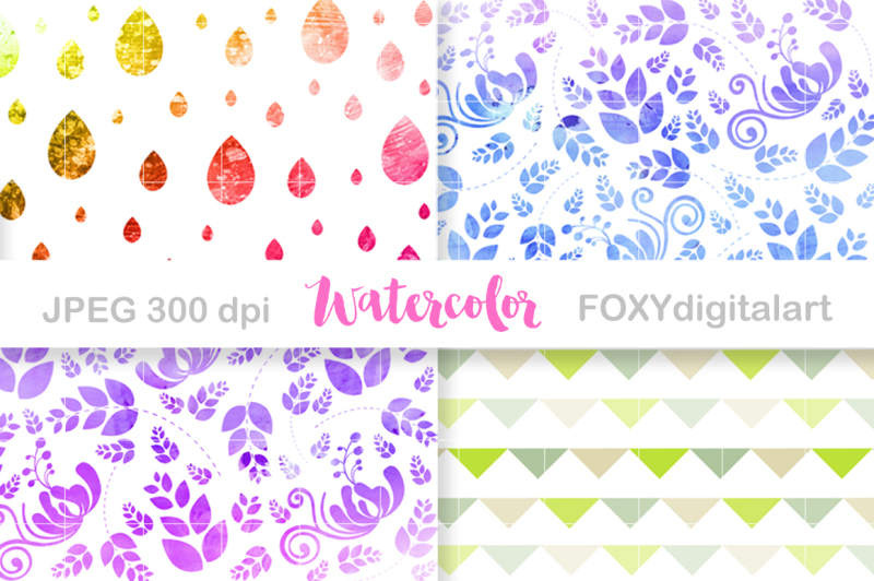 watercolor-floral-digital-paper-scrapbook