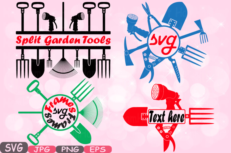 Download Split & Circle Garden Tools Silhouette SVG Set of ...