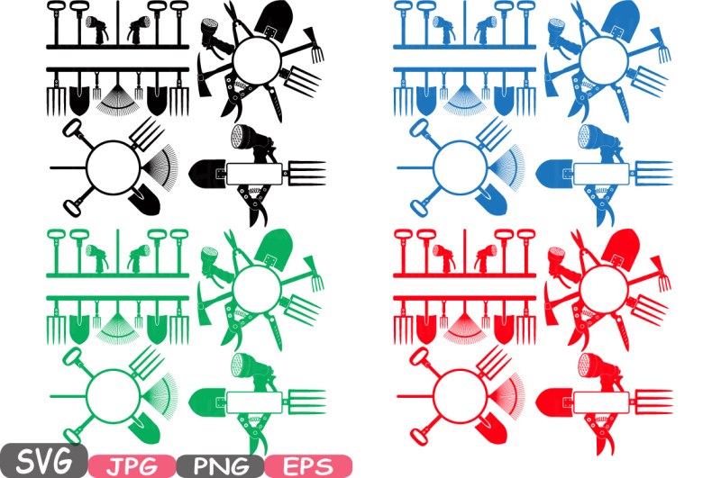 Download Split & Circle Garden Tools Silhouette SVG Set of ...