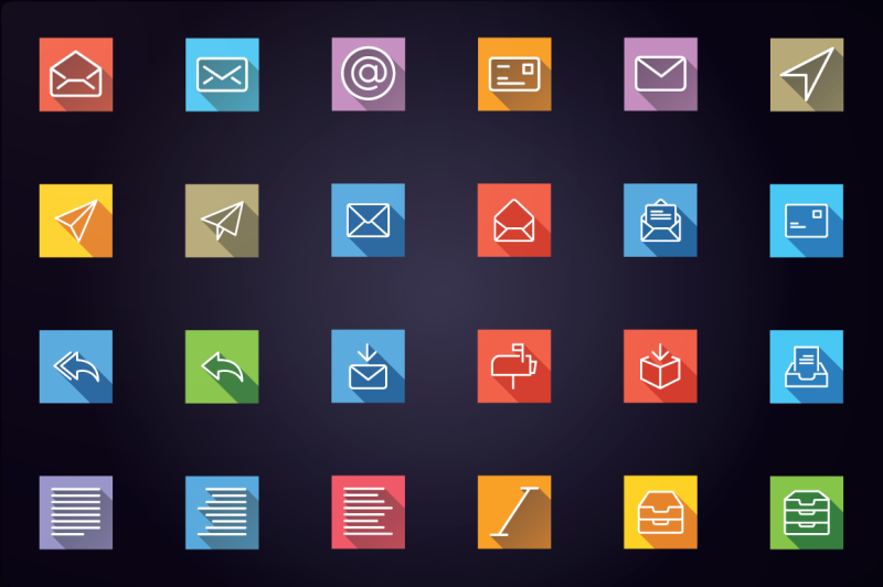 text-and-email-flat-line-icons