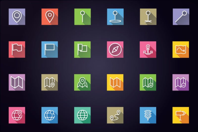 map-location-and-navigation-flat-icons