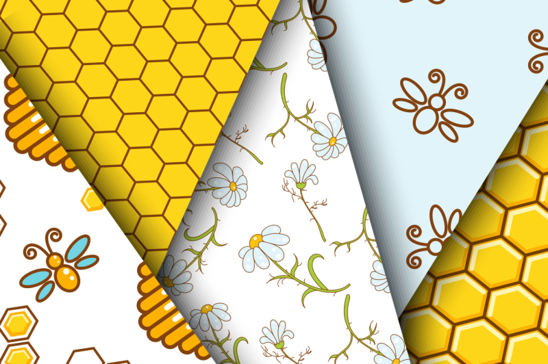 honey-bee-seamless-patterns