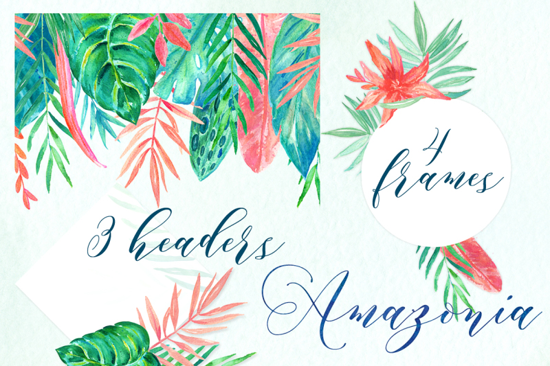 tropical-leaves-amazonia-mint-green-watercolor-clipart