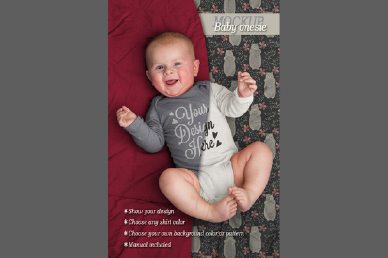 Free Baby onesie bodysuit mockup (PSD Mockups)