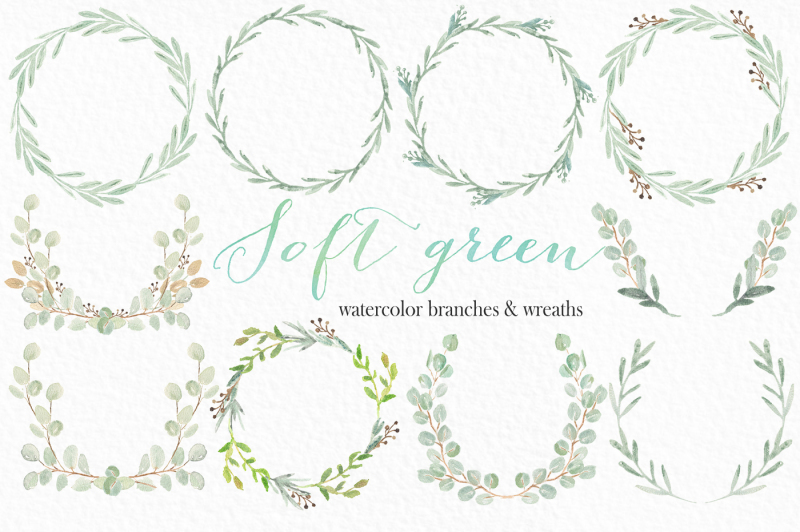 soft-green-wreaths-and-branches-watercolor-clipart