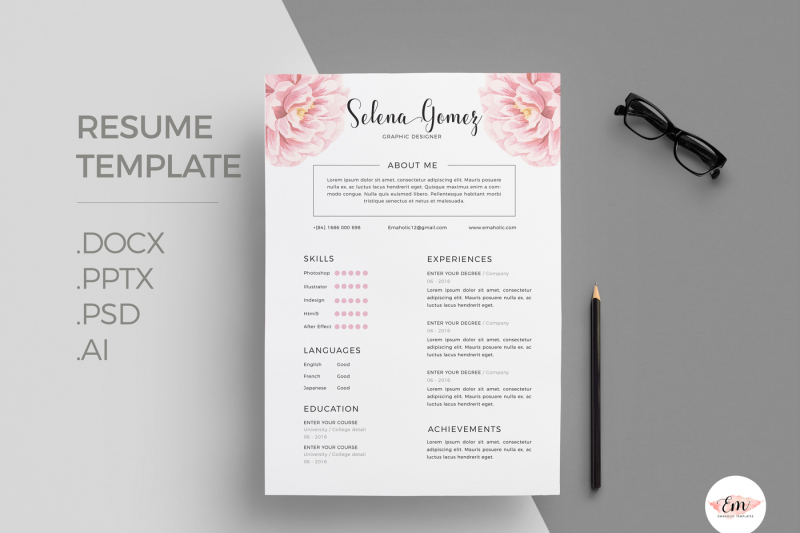 elegant-floral-cv-and-cover-letter-template