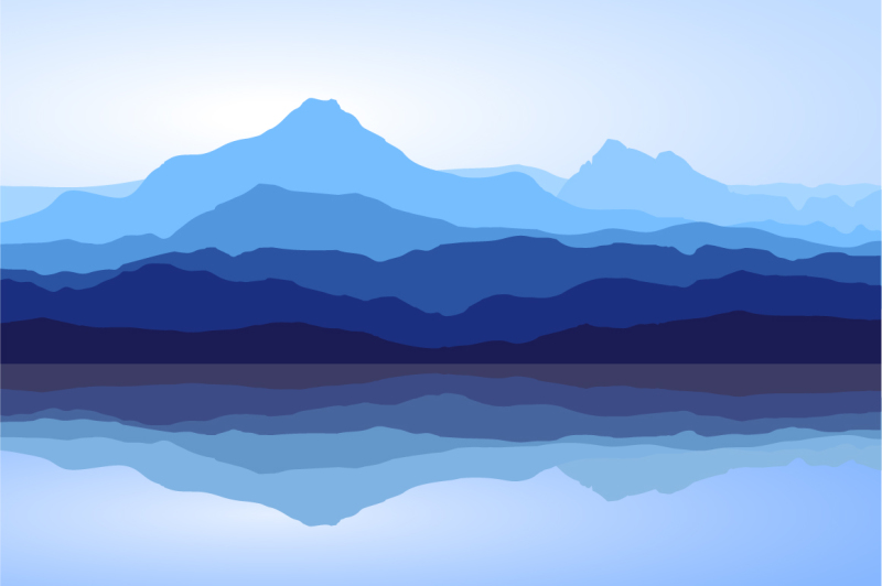 Download Blue Mountains and Sea. Vector Landscape. By MSA Graphics | TheHungryJPEG.com