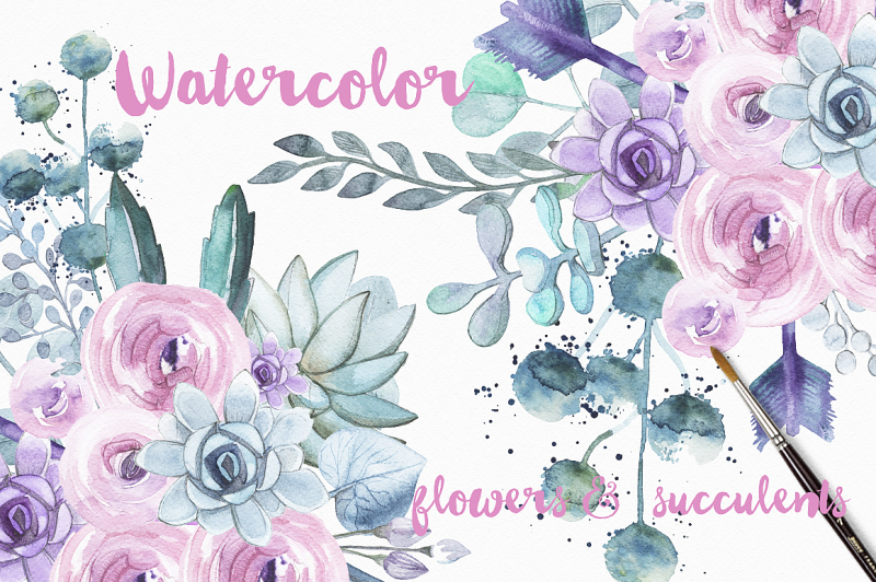 watercolor-blue-succulents