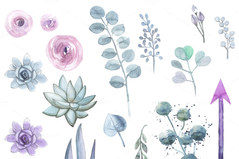 watercolor-blue-succulents
