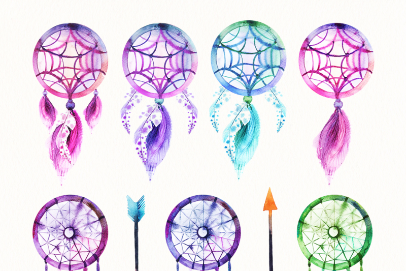 watercolor-feathers-and-dreamcatchers