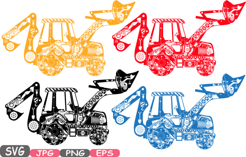 Download Digger Excavator Silhouette SVG file Cutting files stickers builders WORK school Construction ...