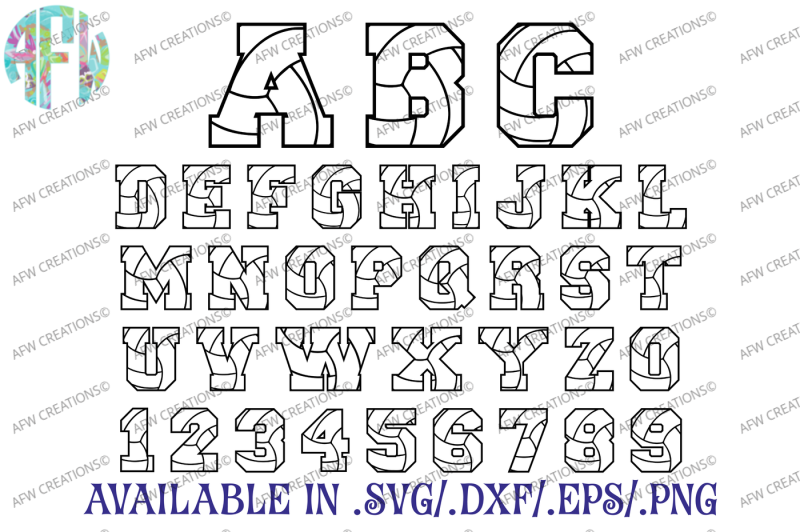 volleyball-letters-and-numbers-svg-dxf-eps-digital-cut-files