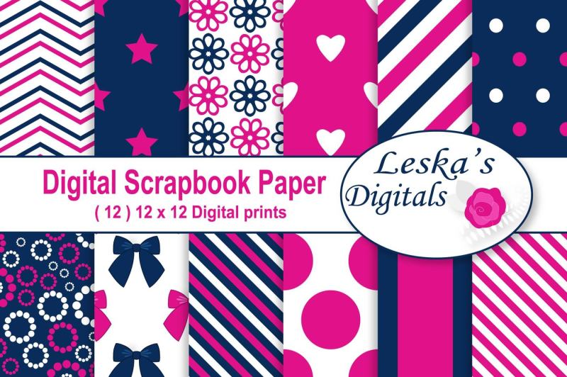 hot-pink-and-navy-digital-paper
