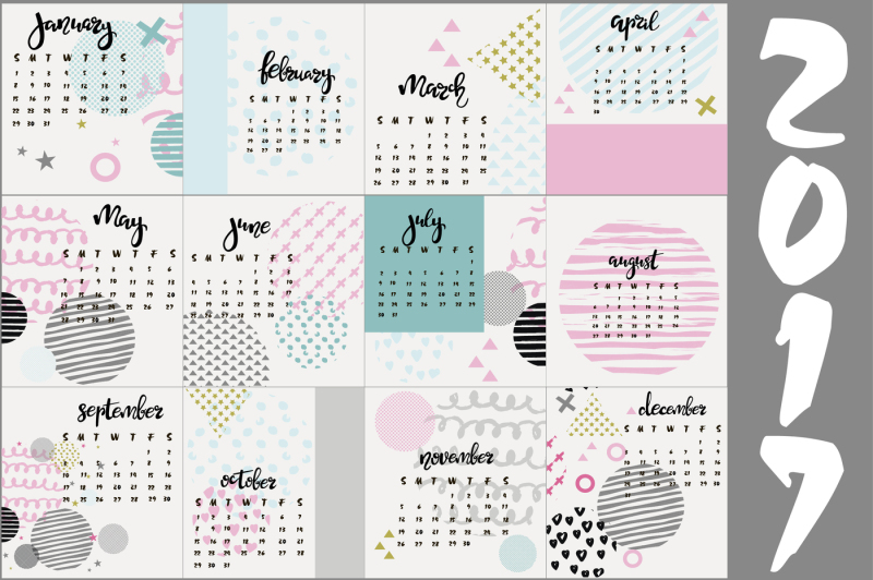 calendar-2017-in-memphis-style