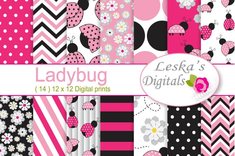 pink-ladybug-digital-paper-pattern