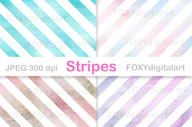 watercolour-stripes-digital-papers-scrapbook
