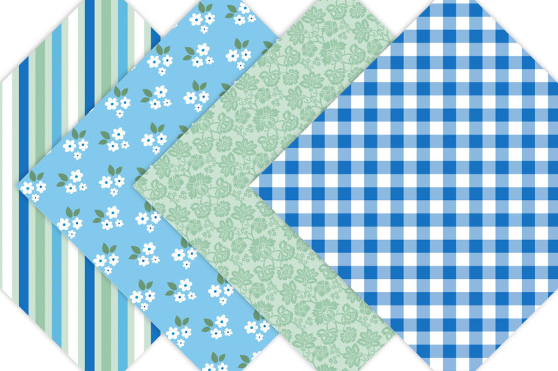 blue-floral-digital-paper-pack