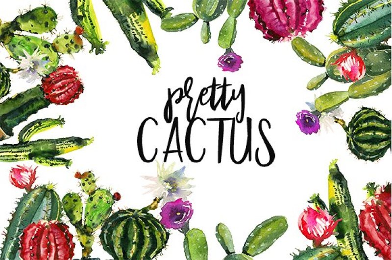 pretty-cactus-watercolor-clipart-set