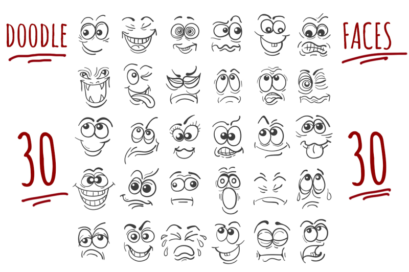 hand-drawn-doodle-cartoon-faces-emotion-set