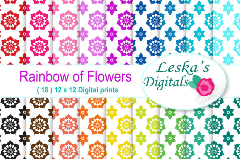 rainbow-floral-digital-paper