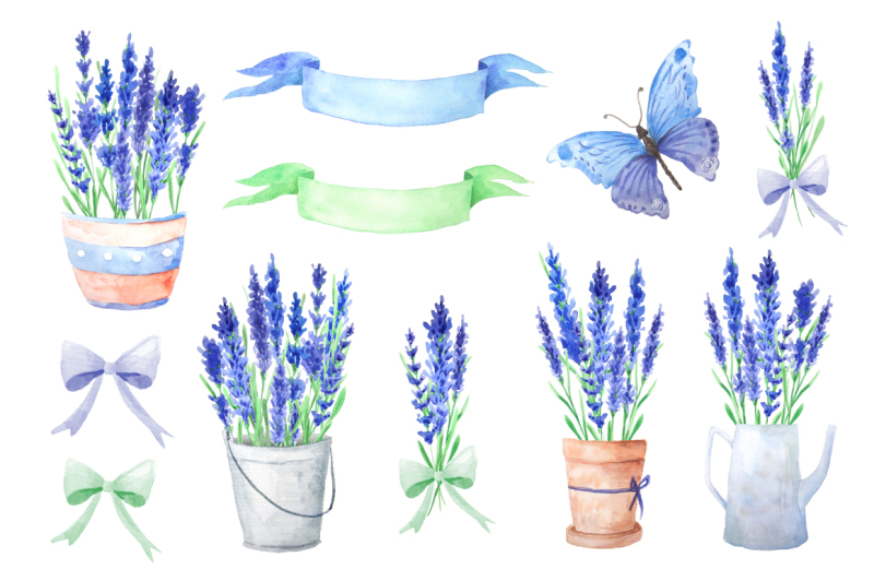 watercolor-blue-lavender-flowers