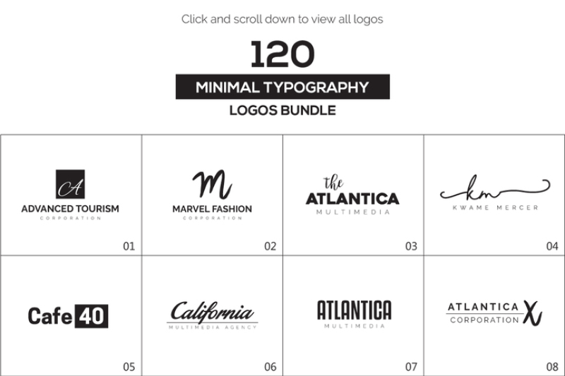 120-minimal-typography-logo-pack