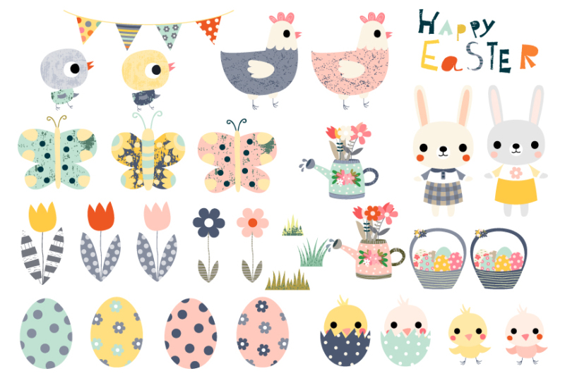 cute-easter-clipart-set-happy-easter-design-elements-spring-clip-art-bunny-chick-basket-eggs