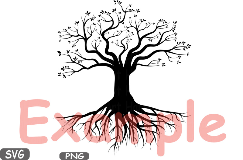 family-tree-word-art-cutting-files-svg-family-tree-deep-roots-monogram-clipart-silhouette-vinyl-eps-png-jpg-clip-art-vector-sale-267s