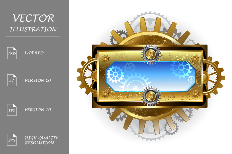 banner-with-gears-on-a-white-background-steampunk