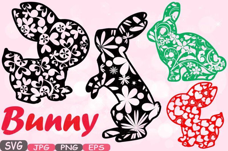 easter-bunny-flowers-and-hearts-silhouette