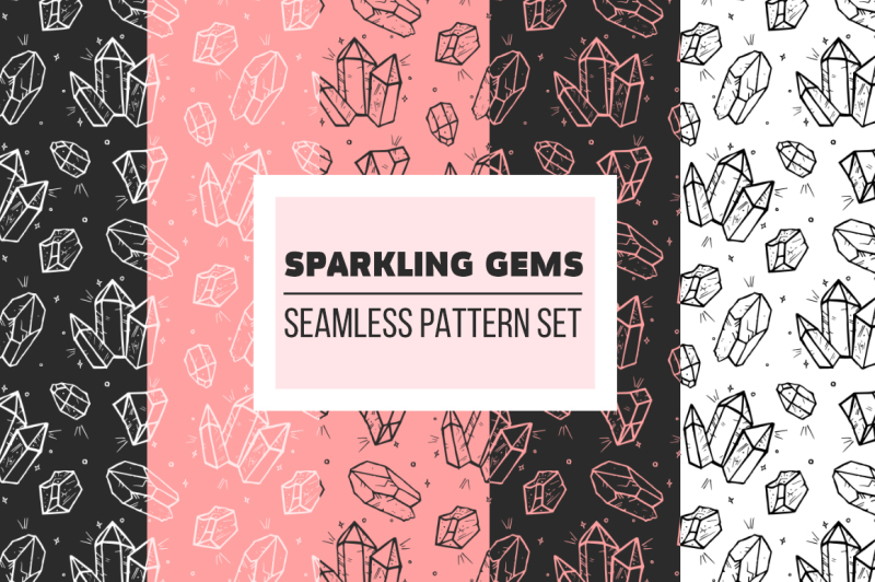 sparkling-gems-seamless-patterns-set